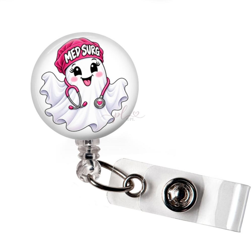 Med Surg Nurse Halloween Ghost Badge Reel Cute Medical Nurse Retractable ID